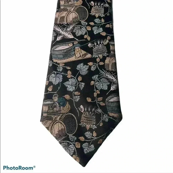 Vintage TOOTAL Brown Leaves Harvest Polyester Neck Tie (3.5”W x 55”L Britain - Picture 3 of 6